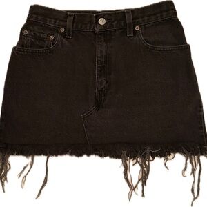 Levi's Black Denim Mini Skirt with Frayed Hem